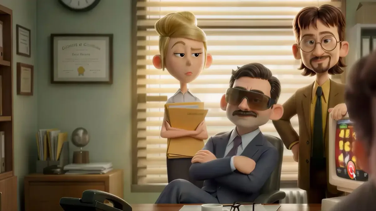 Il team dell'ufficio SpinBoss alla scrivania, il tema office-comedy del brand