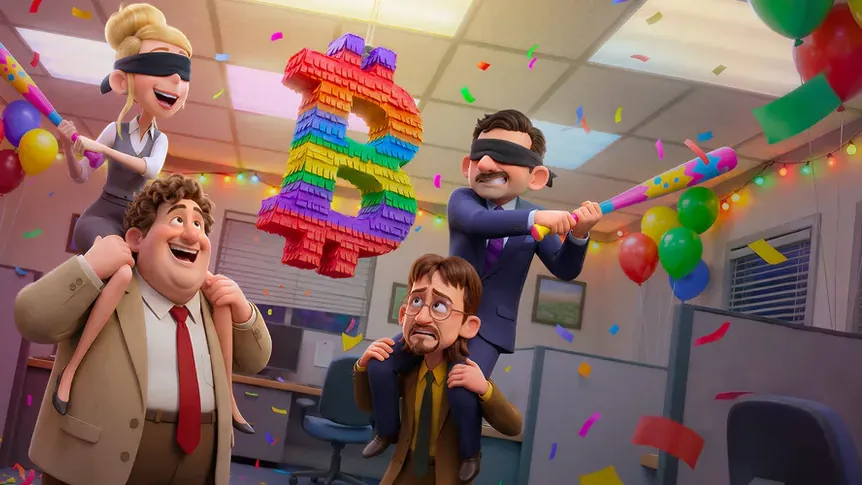 Promozione SpinBoss: festa in ufficio con palloncini e pignatta